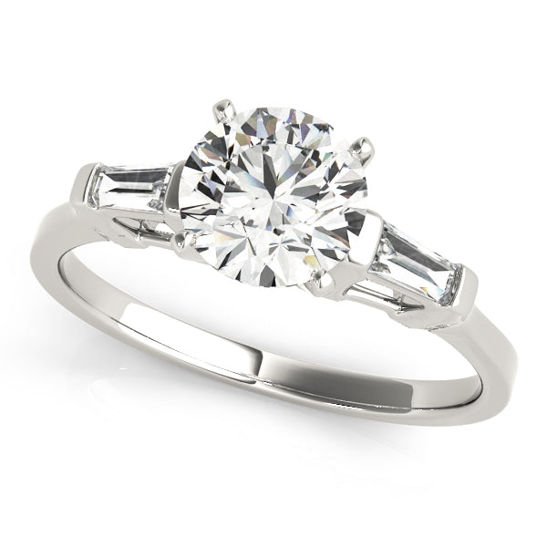 1 5/8 ct tw Three Stone Baguette Sides Engagement Ring F Color VS Clarity Diamonds GIA Center