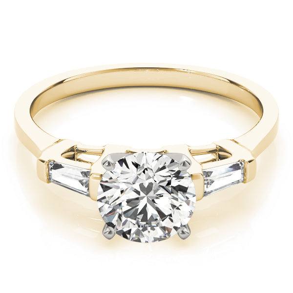 1 5/8 ct tw Three Stone Baguette Sides Engagement Ring F Color VS Clarity Diamonds GIA Center