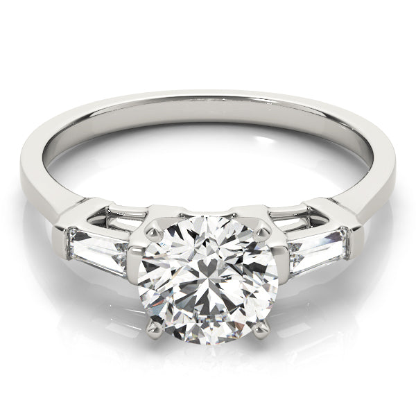 1 5/8 ct tw Three Stone Baguette Sides Engagement Ring F Color VS Clarity Diamonds GIA Center