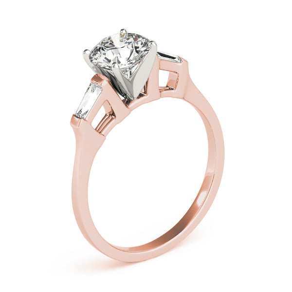 1 5/8 ct tw Three Stone Baguette Sides Engagement Ring F Color VS Clarity Diamonds GIA Center
