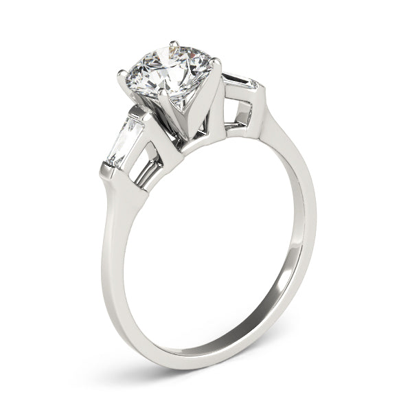 1 5/8 ct tw Three Stone Baguette Sides Engagement Ring F Color VS Clarity Diamonds GIA Center