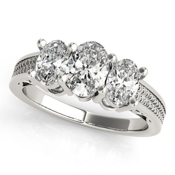 2 ct tw Three Stone Oval Cut Engagement Ring F Color VS Clarity Diamonds GIA Center