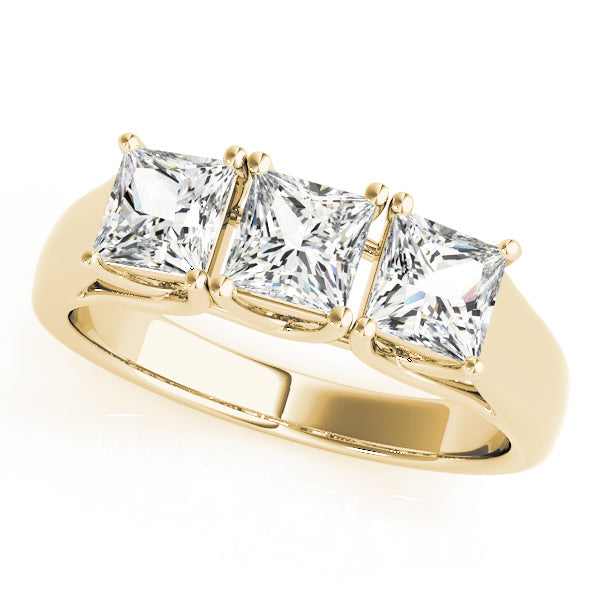 3/4 ct tw Three Stone Princess Engagement Ring F Color VS Clarity Diamonds GIA Center