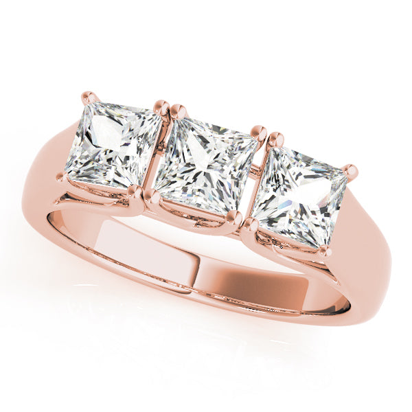 3/4 ct tw Three Stone Princess Engagement Ring F Color VS Clarity Diamonds GIA Center