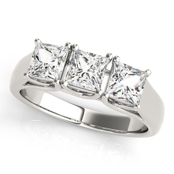 3/4 ct tw Three Stone Princess Engagement Ring F Color VS Clarity Diamonds GIA Center