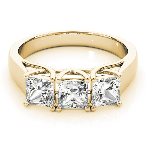 3/4 ct tw Three Stone Princess Engagement Ring F Color VS Clarity Diamonds GIA Center