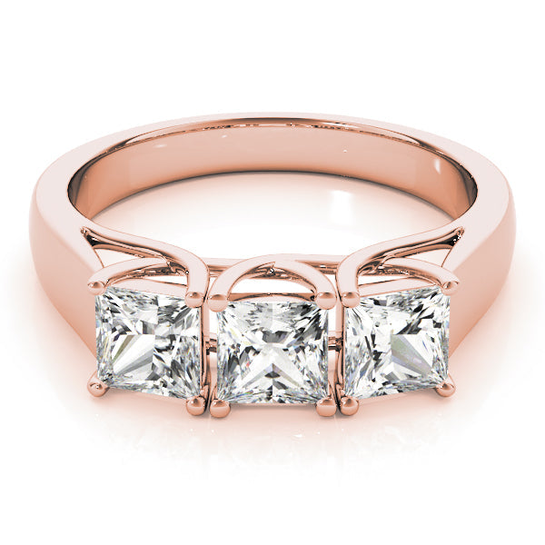 3/4 ct tw Three Stone Princess Engagement Ring F Color VS Clarity Diamonds GIA Center