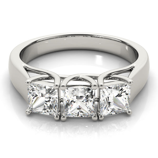 3/4 ct tw Three Stone Princess Engagement Ring F Color VS Clarity Diamonds GIA Center