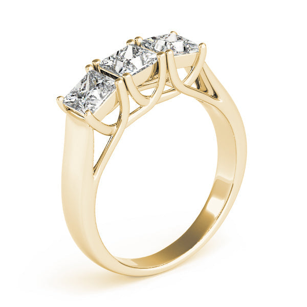 3/4 ct tw Three Stone Princess Engagement Ring F Color VS Clarity Diamonds GIA Center
