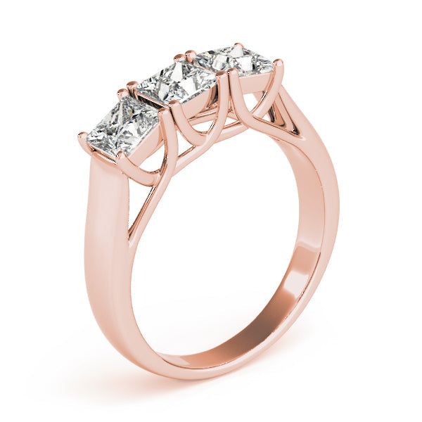 3/4 ct tw Three Stone Princess Engagement Ring F Color VS Clarity Diamonds GIA Center
