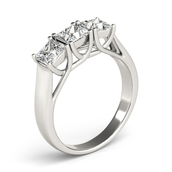 3/4 ct tw Three Stone Princess Engagement Ring F Color VS Clarity Diamonds GIA Center