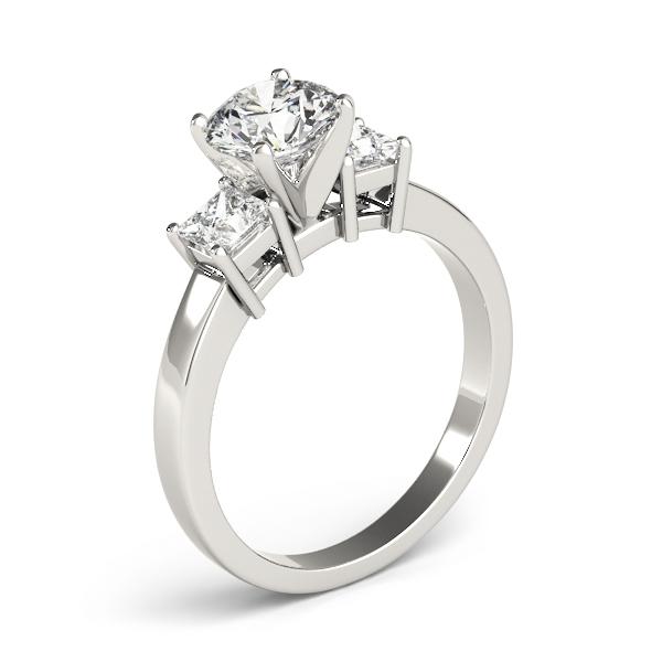 1 1/2 ct tw Three Stone Princess Sides Engagement Ring F Color VS Clarity Diamonds GIA Center