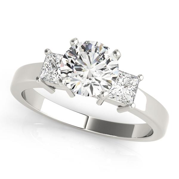 1 1/2 ct tw Three Stone Princess Sides Engagement Ring F Color VS Clarity Diamonds GIA Center