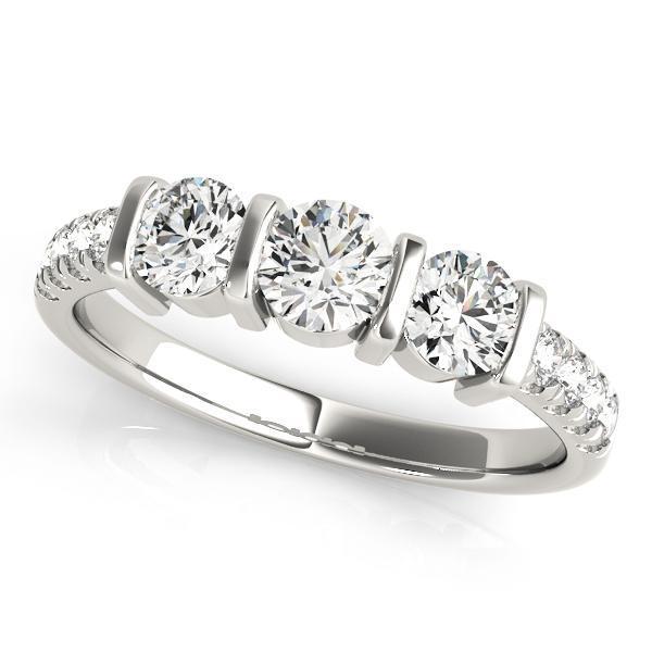 1 ct tw Three Stone Engagement Ring F Color VS Clarity Diamonds GIA Center