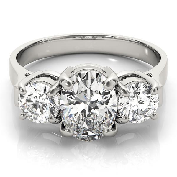 2 ct tw Three Stone Oval Center Engagement Ring F Color VS Clarity Diamonds GIA Center