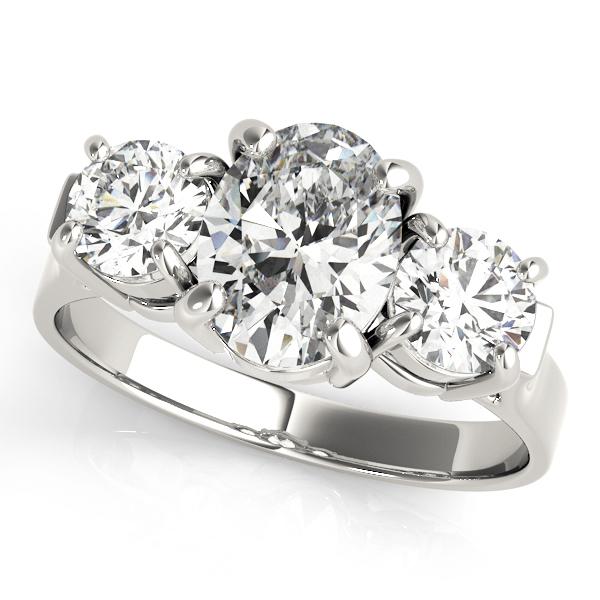 2 ct tw Three Stone Oval Center Engagement Ring F Color VS Clarity Diamonds GIA Center