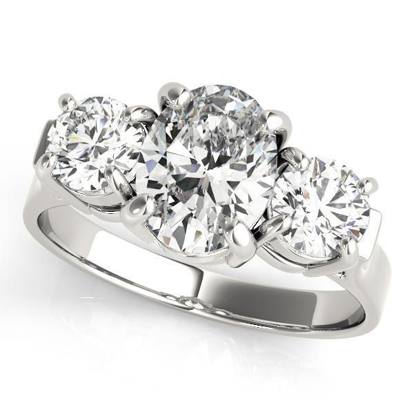 2 ct tw Three Stone Oval Center Engagement Ring F Color VS Clarity Diamonds GIA Center