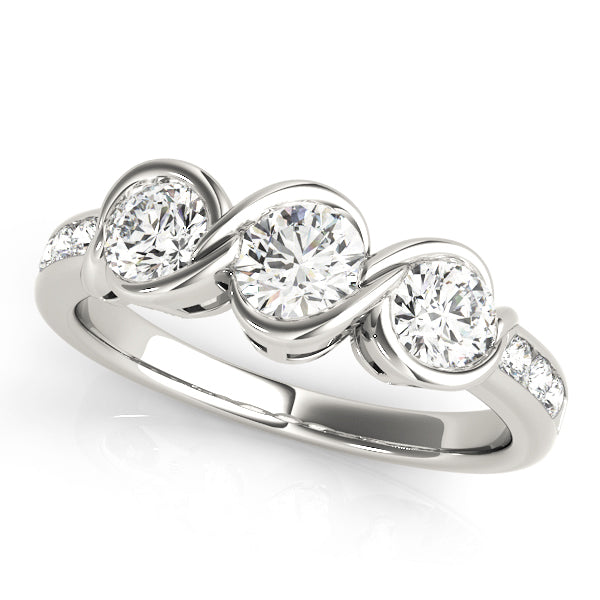 1/2 ct tw Three Stone Engagement Ring F Color VS Clarity Diamonds GIA Center