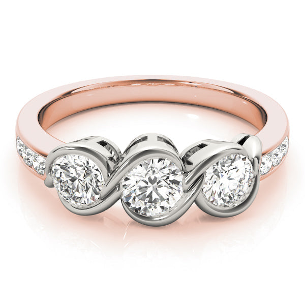 1/2 ct tw Three Stone Engagement Ring F Color VS Clarity Diamonds GIA Center