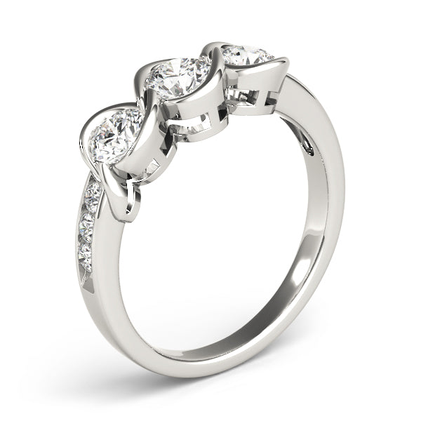 1/2 ct tw Three Stone Engagement Ring F Color VS Clarity Diamonds GIA Center