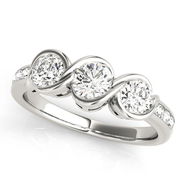 1 ct tw Three Stone Engagement Ring F Color VS Clarity Diamonds GIA Center