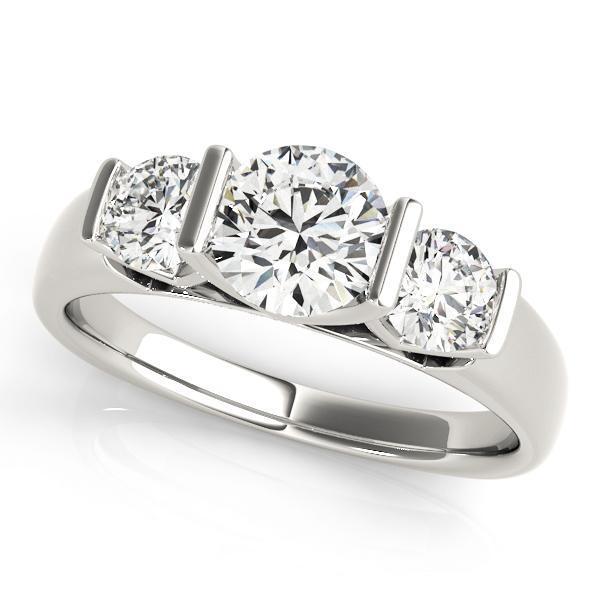1 1/4 ct tw Three Stone Engagement Ring F Color VS Clarity Diamonds GIA Center