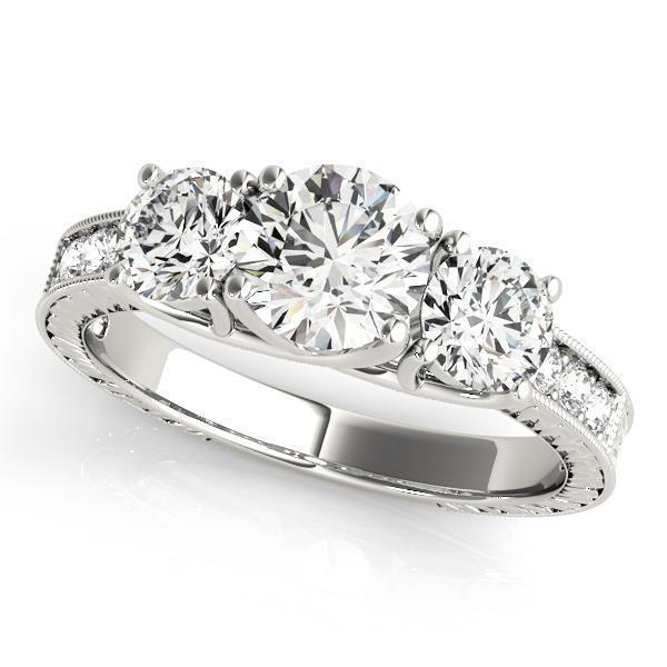 1 5/8 ct tw Three Stone Engagement Ring F Color VS Clarity Diamonds GIA Center
