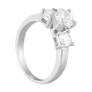 1 1/2 ct tw Three Stone Engagement Ring F Color VS Clarity Diamonds GIA Center