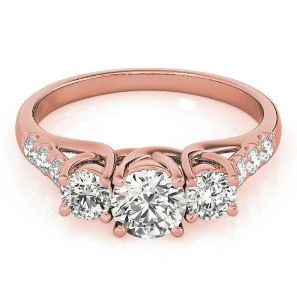 1 5/8 ct tw Three Stone Engagement Ring F Color VS Clarity Diamonds GIA Center