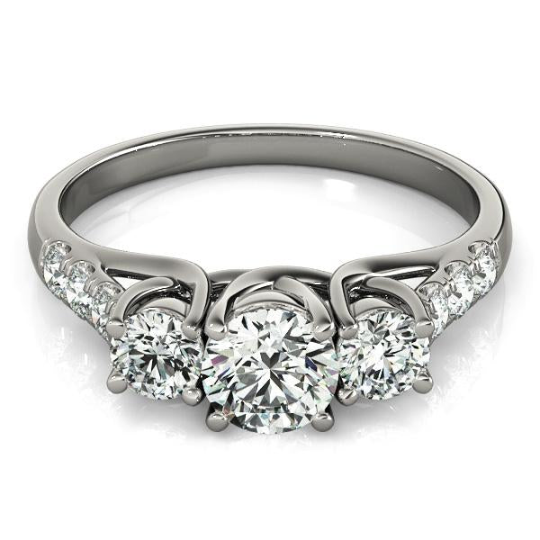 1 5/8 ct tw Three Stone Engagement Ring F Color VS Clarity Diamonds GIA Center