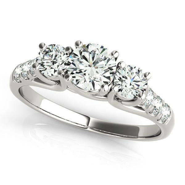 1 1/3 ct tw Three Stone Engagement Ring F Color VS Clarity Diamonds GIA Center