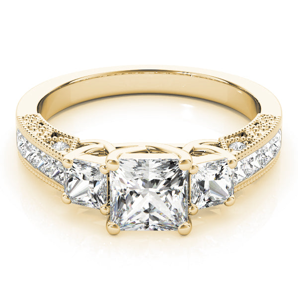 1 1/4 ct tw Three Stone Princess Engagement Ring F Color VS Clarity Diamonds GIA Center