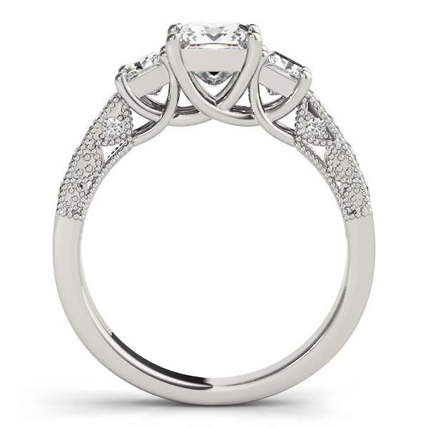 1 1/4 ct tw Three Stone Princess Engagement Ring F Color VS Clarity Diamonds GIA Center