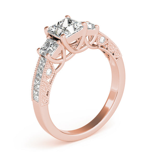 1 1/4 ct tw Three Stone Princess Engagement Ring F Color VS Clarity Diamonds GIA Center