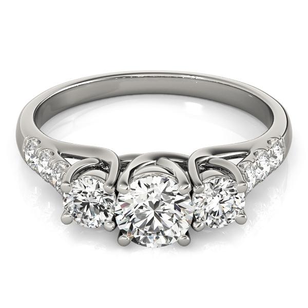 3 1/4 ct tw Three Stone Engagement Ring F Color VS Clarity Diamonds GIA Center