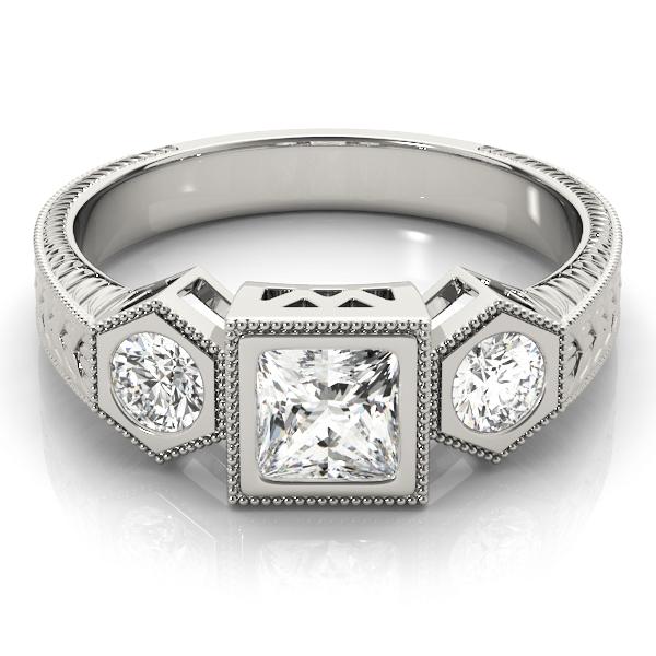 1 1/5 ct tw Three Stone Princess Engagement Ring F Color VS Clarity Diamonds GIA Center