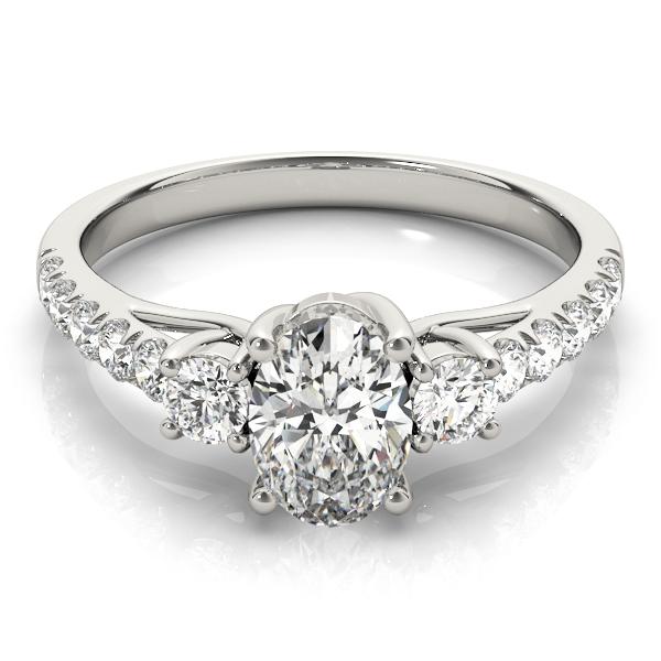 1 1/3 ct tw Three Stone Oval Cut Engagement Ring F Color VS Clarity Diamonds GIA Center