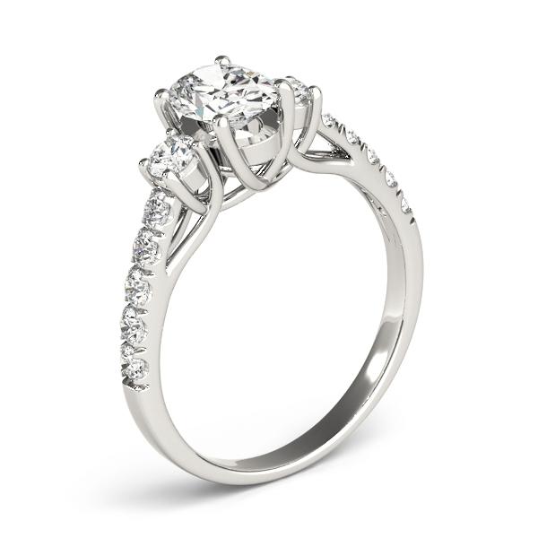 1 1/3 ct tw Three Stone Oval Cut Engagement Ring F Color VS Clarity Diamonds GIA Center