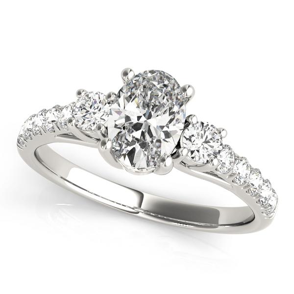 1 1/3 ct tw Three Stone Oval Cut Engagement Ring F Color VS Clarity Diamonds GIA Center