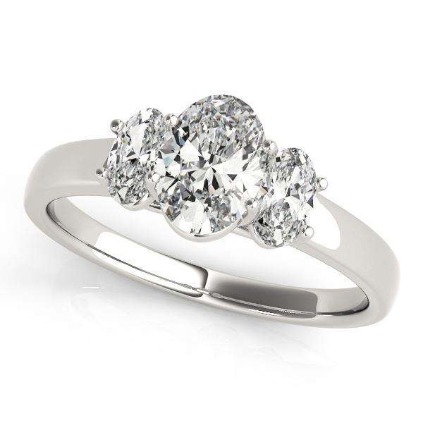 1 1/2 ct tw Three Stone Oval Cut Engagement Ring F Color VS Clarity Diamonds GIA Center