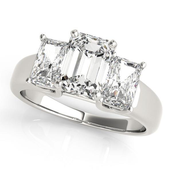 1 1/2 ct tw Three Stone Oval CutThree Stone Emerald Engagement Ring F Color VS Clarity Diamonds GIA Center