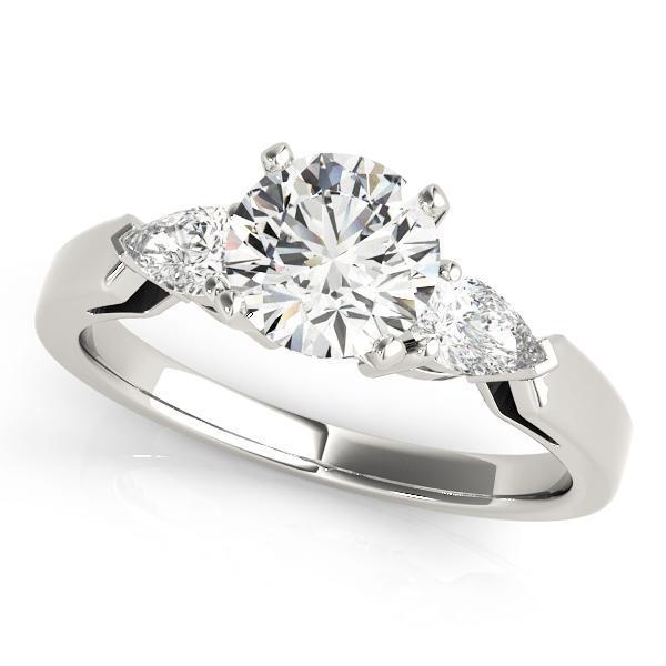 3/8 ct tw Three Stone Pear Engagement Ring F Color VS Clarity Diamonds GIA Center