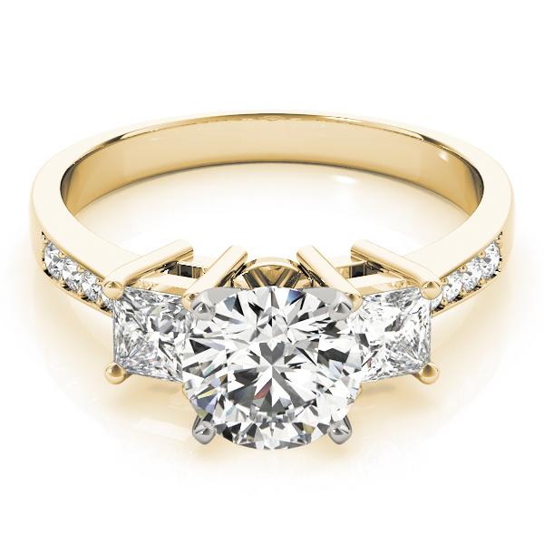 1 1/4 ct tw Three Stone Princess Sides Engagement Ring F Color VS Clarity Diamonds GIA Center