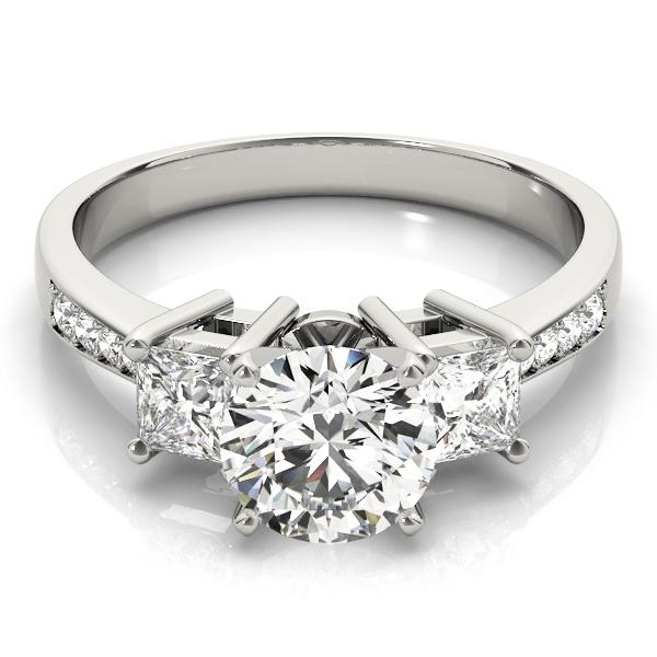 1 1/4 ct tw Three Stone Princess Sides Engagement Ring F Color VS Clarity Diamonds GIA Center