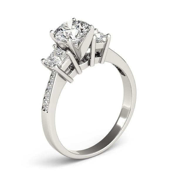 1 1/4 ct tw Three Stone Princess Sides Engagement Ring F Color VS Clarity Diamonds GIA Center