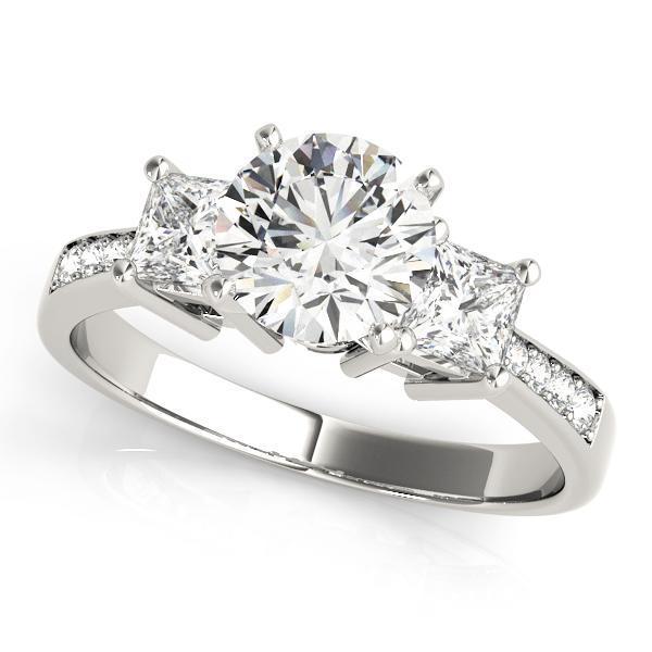 1 1/4 ct tw Three Stone Princess Engagement Ring F Color VS Clarity Diamonds GIA Center