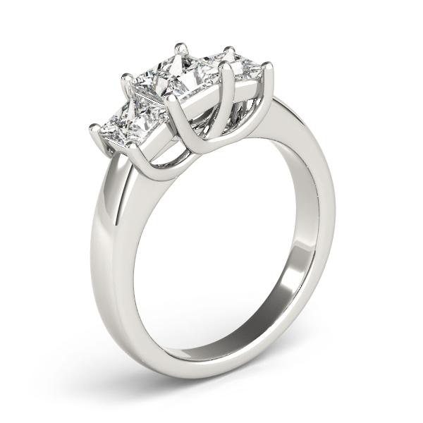 1 7/8 ct tw Three Stone Princess Engagement Ring F Color VS Clarity Diamonds GIA Center