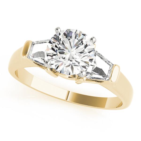 3/4 ct tw Three Stone Traps & HalfMoon Engagement Ring F Color VS Clarity Diamonds GIA Center