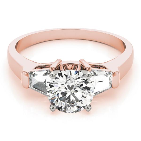 3/4 ct tw Three Stone Traps & HalfMoon Engagement Ring F Color VS Clarity Diamonds GIA Center
