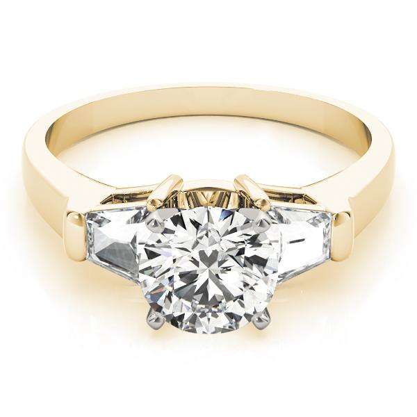 3/4 ct tw Three Stone Traps & HalfMoon Engagement Ring F Color VS Clarity Diamonds GIA Center